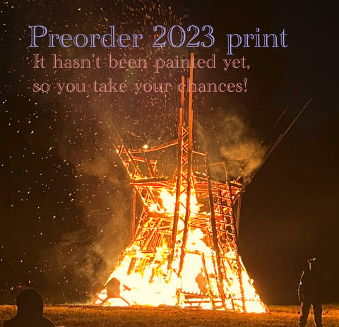 2023. Temple of the Sacred Sky on FIRE! [PREORDER] Prints on canvas or paper